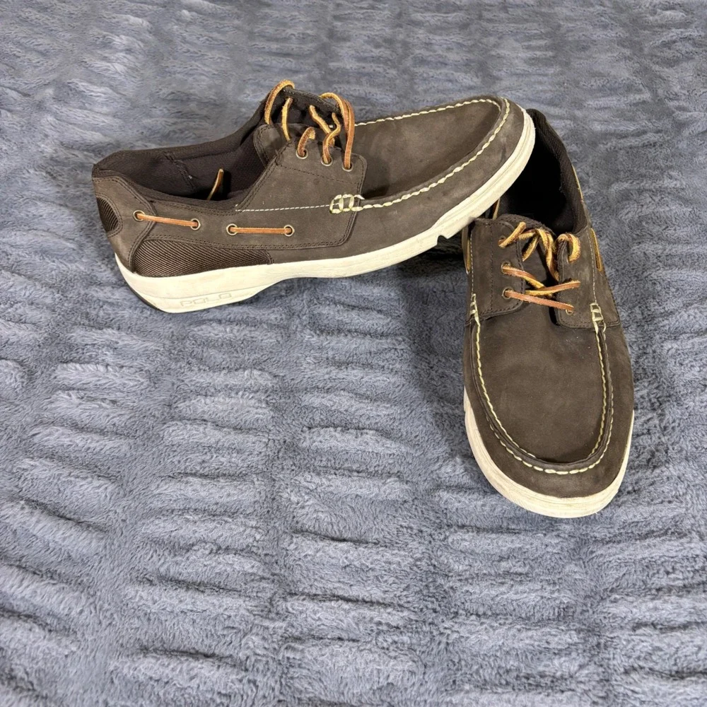 Polo Ralph Lauren Carrick Mens 13D Brown Leather Boat Shoes 816171585